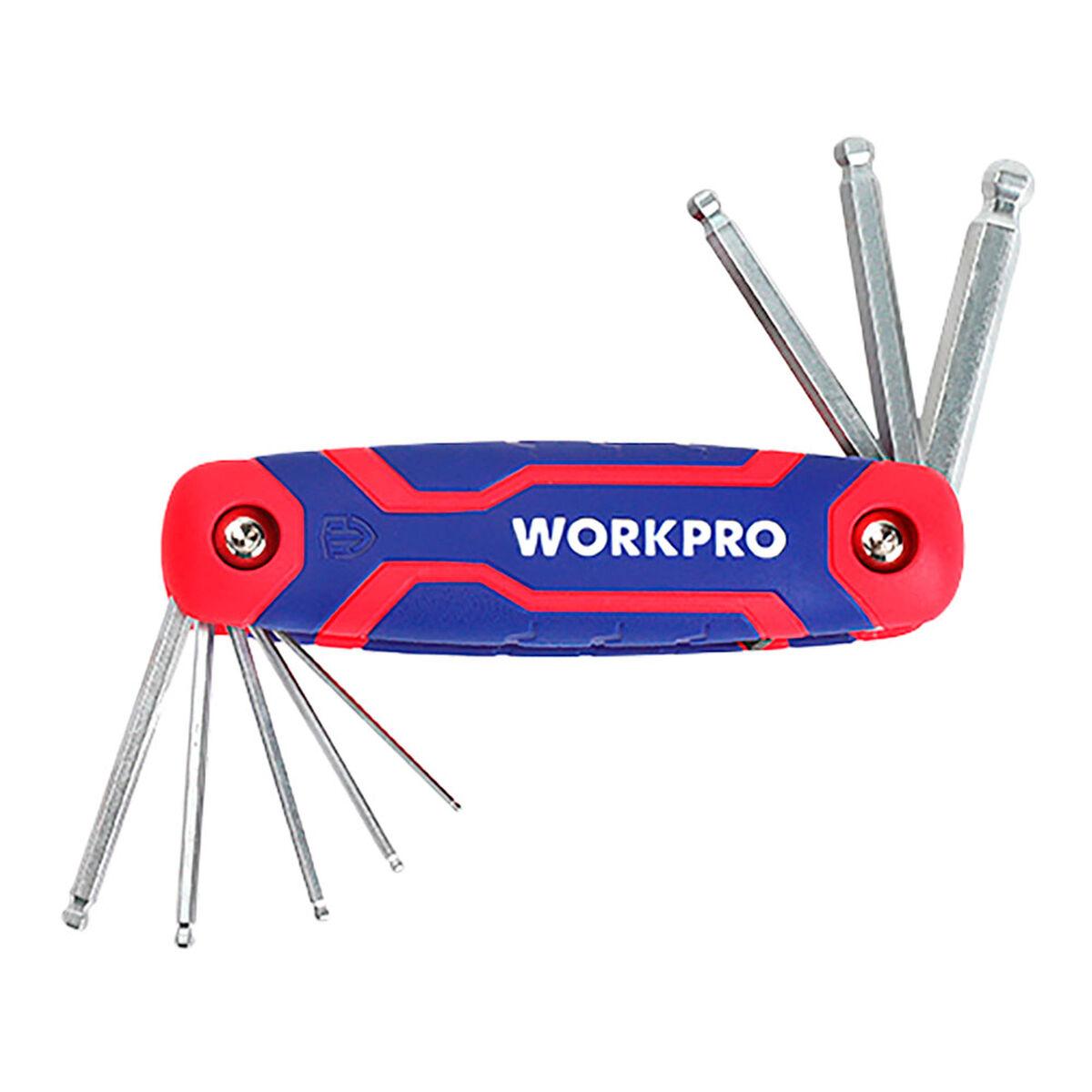 Juego de Llaves Allen Workpro 1,5, 2, 2,5, 3, 4, 5, 6, 8, 10 mm Bola 8 Piezas