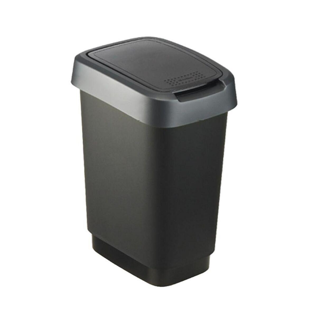 Cubo de basura Rotho Twist Silver Plateado Plástico 10 L