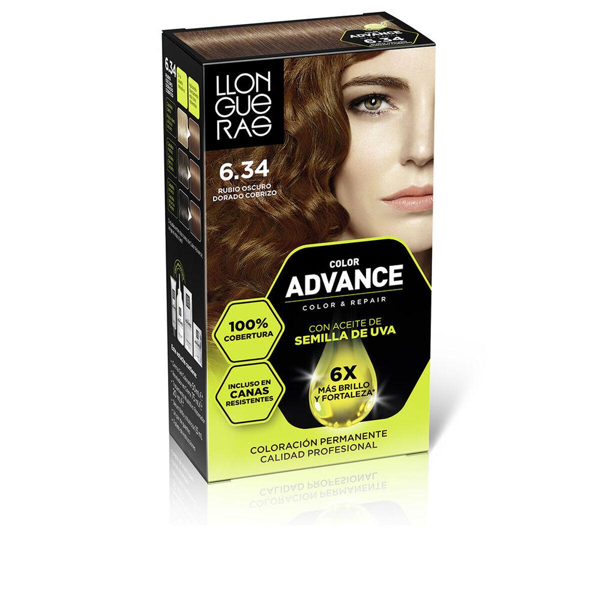 Coloración Permanente Llongueras COLOR ADVANCE Nº 6,34-Rubio Oscuro Dorado Cobrizo