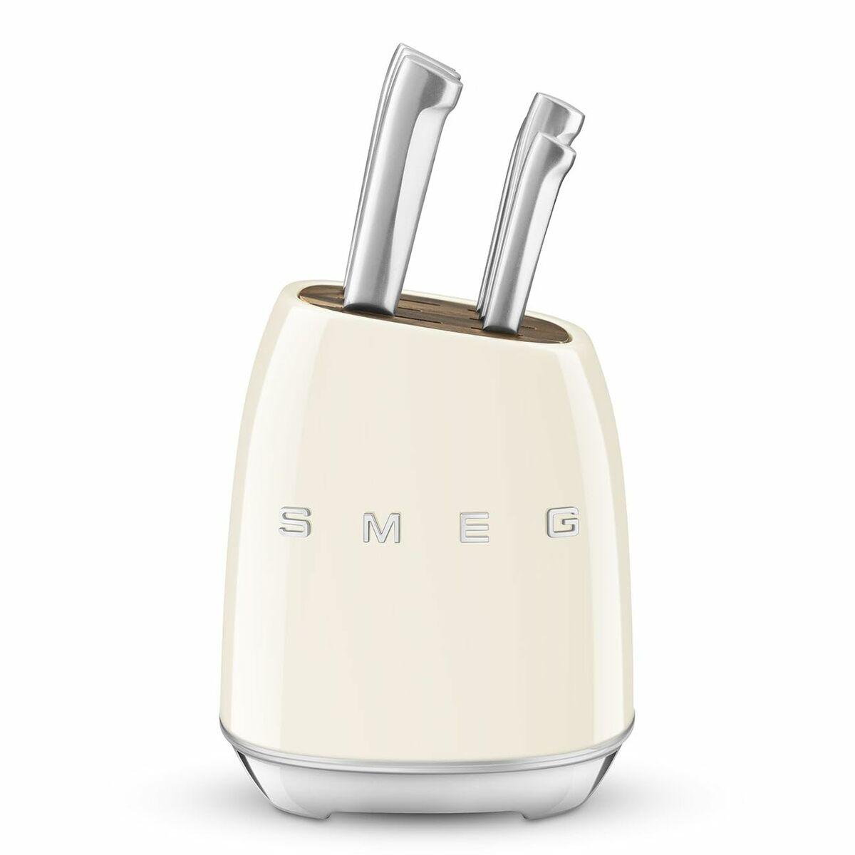 Juego de Cuchillos de Cocina y Soporte Smeg KBSF02CR Crema