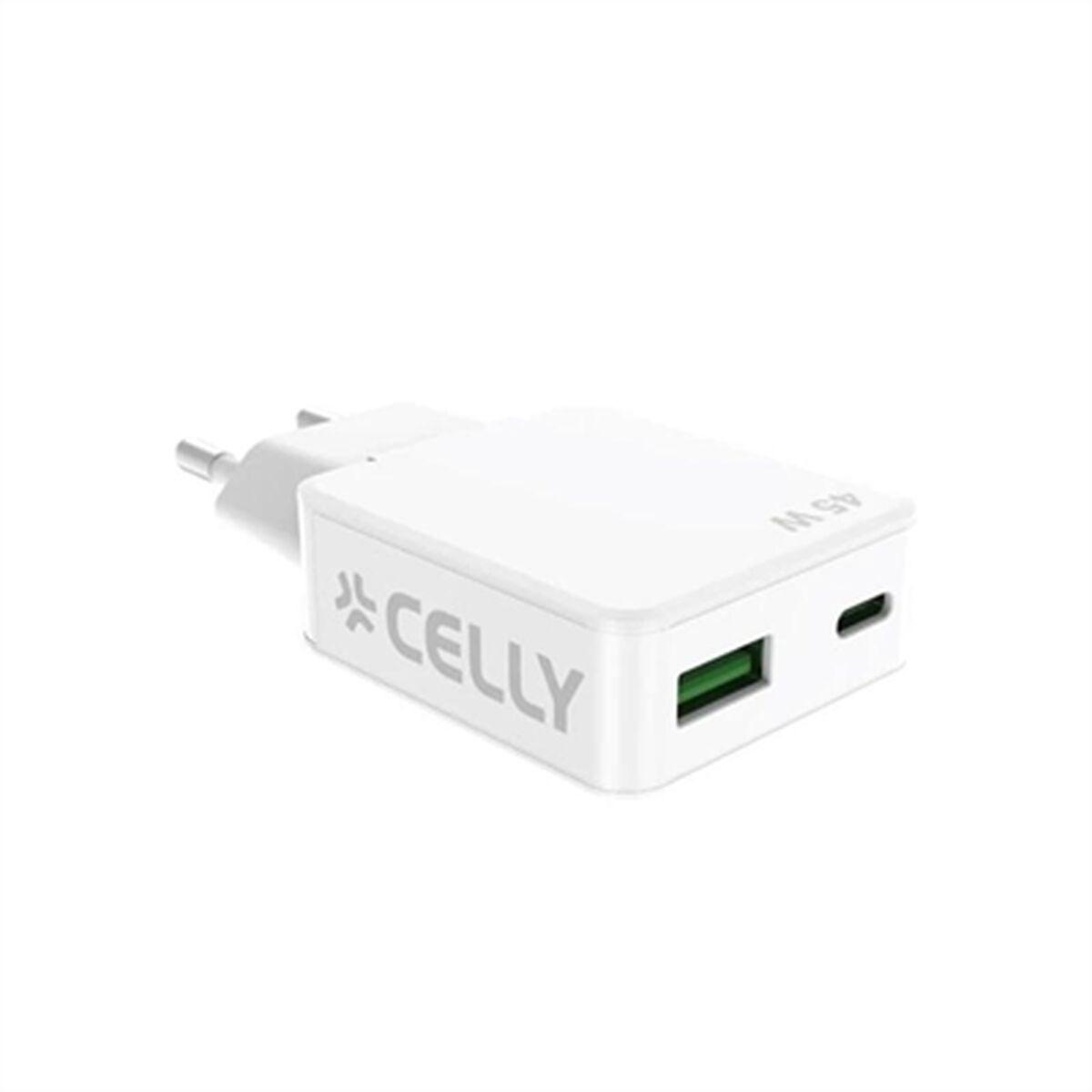 Cargador de Pared Celly SLIMTC1C1A45WWH Blanco 45 W