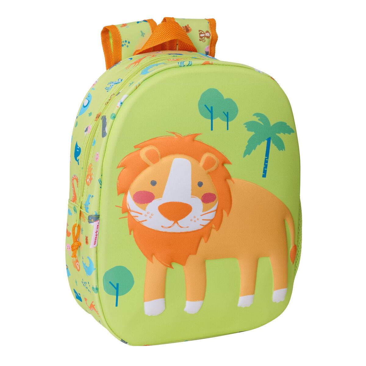 Mochila Escolar 3D Safta Verde Claro 27 x 33 x 10 cm León