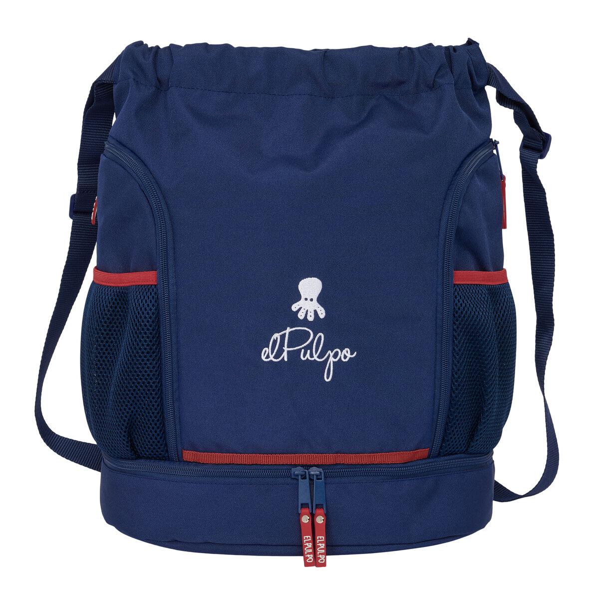Bolsa Mochila con Cuerdas El Pulpo Azul marino 35 x 40 x 1 cm