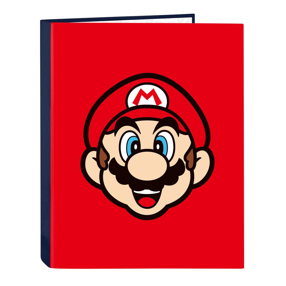 Carpeta de anillas Super Mario Mamma mia Rojo Azul marino A4 26.5 x 33 x 4 cm