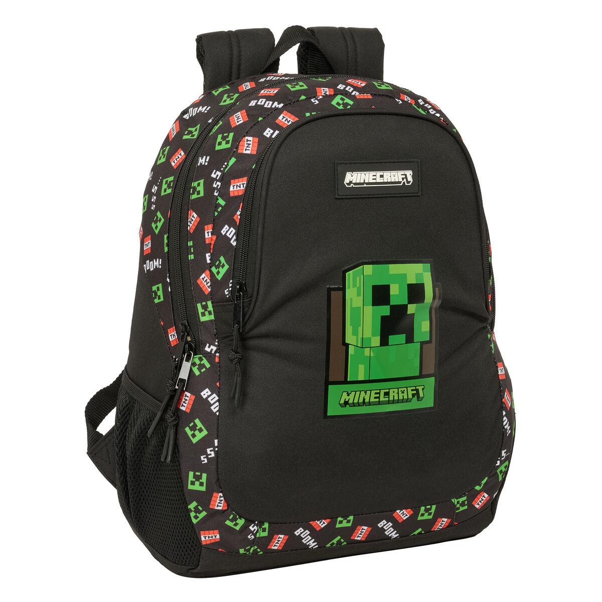 Mochila Escolar Minecraft Negro 32 x 44 x 16 cm