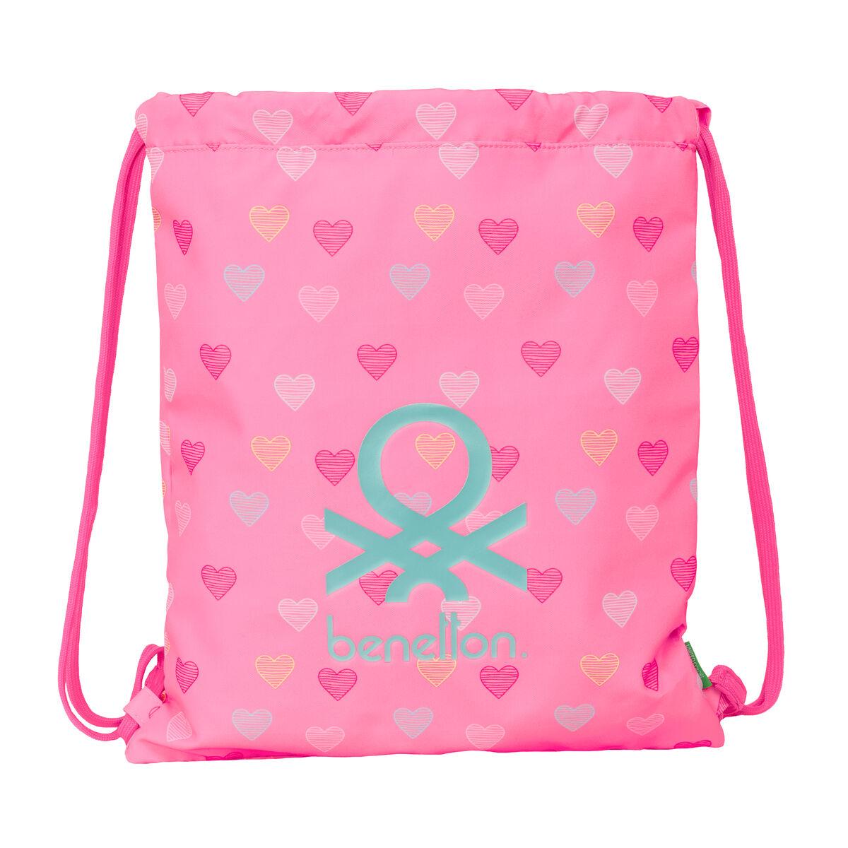 Bolsa Mochila con Cuerdas Benetton Heart Rosa 35 x 40 x 1 cm