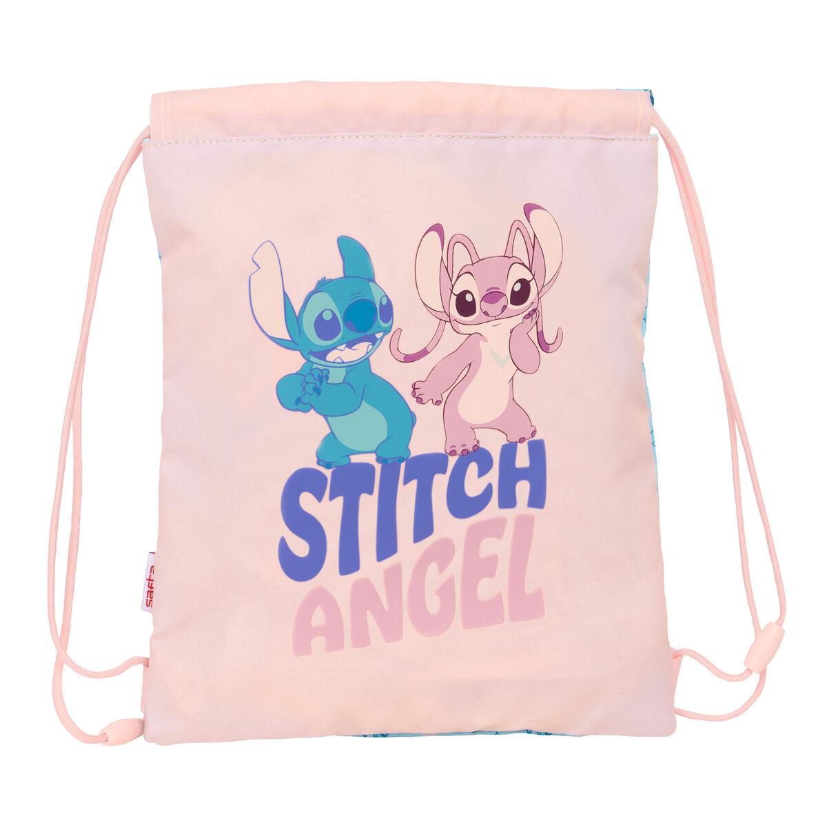 Bolsa Mochila con Cuerdas Lilo & Stitch Ohana Azul Rosa 26 x 34 x 1 cm