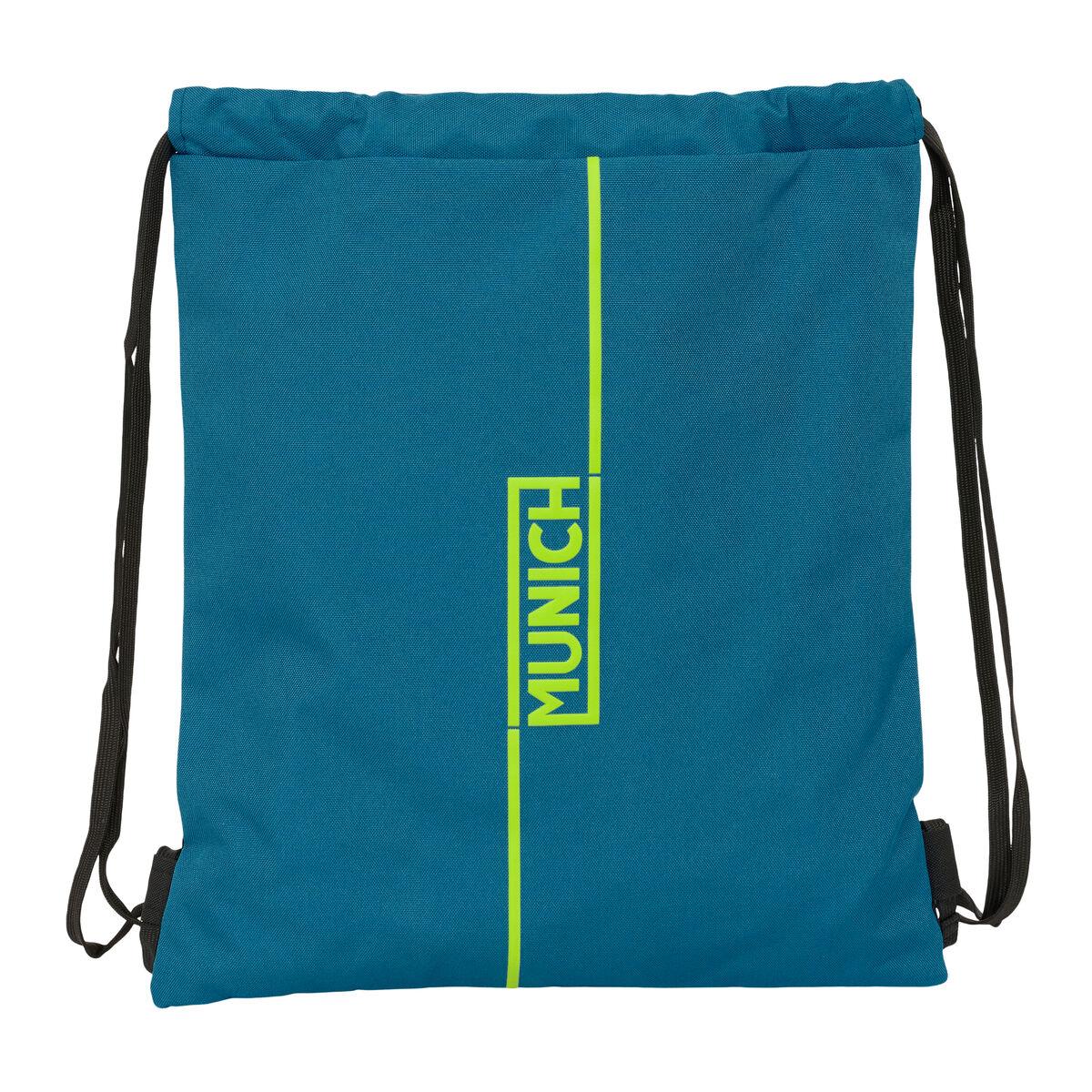 Bolsa Mochila con Cuerdas Munich Land Negro Verde 35 x 40 x 1 cm
