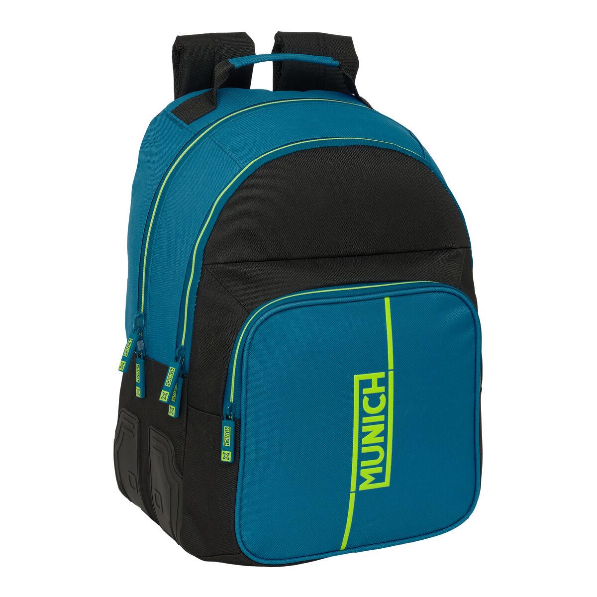 Mochila Escolar Munich Land Negro Verde 32 x 42 x 15 cm