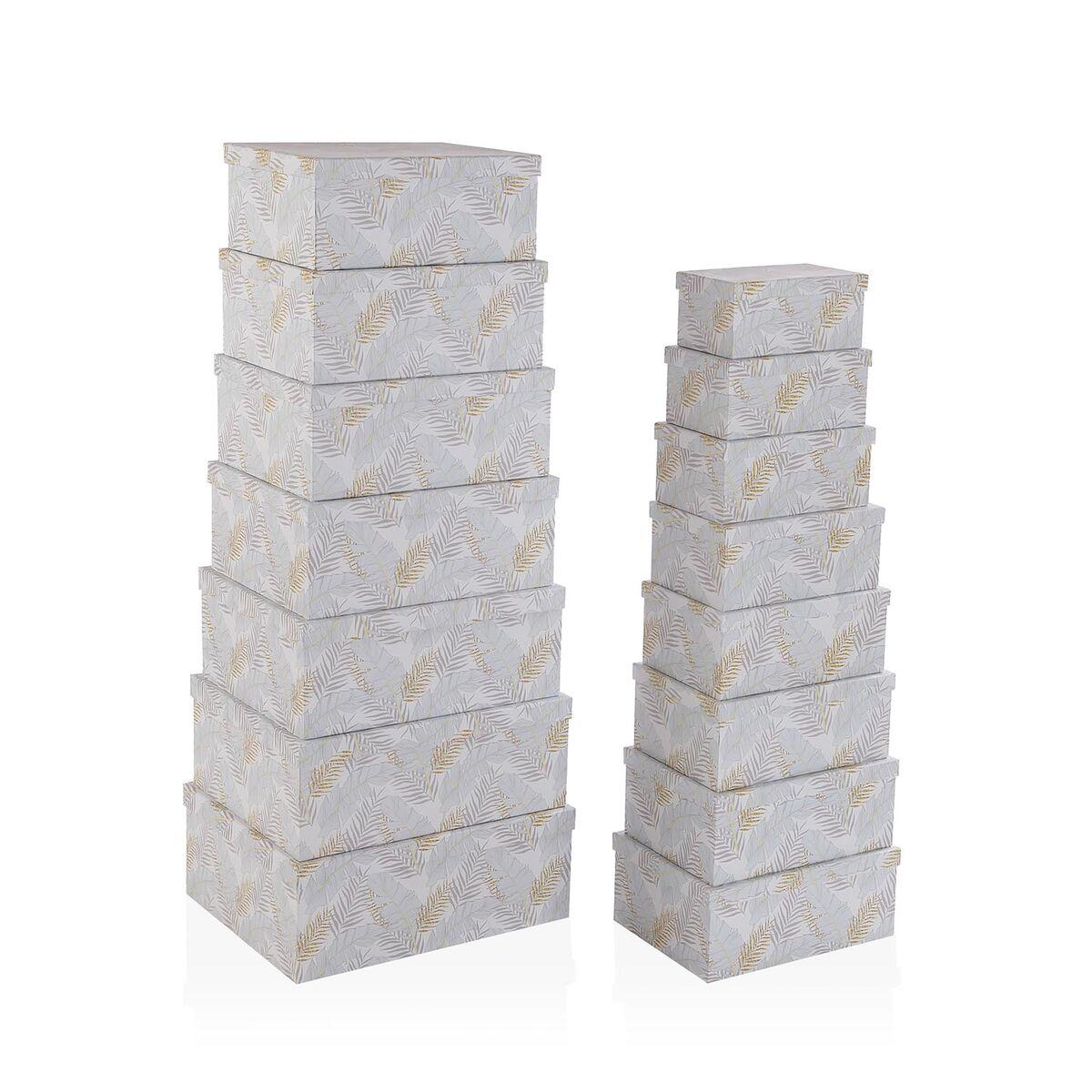Juego de Cajas Decorativas Versa Cartón Plumas (15 Piezas)
