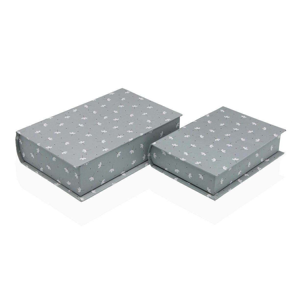 Caja Decorativa Versa Lienzo Madera MDF Flores Libro