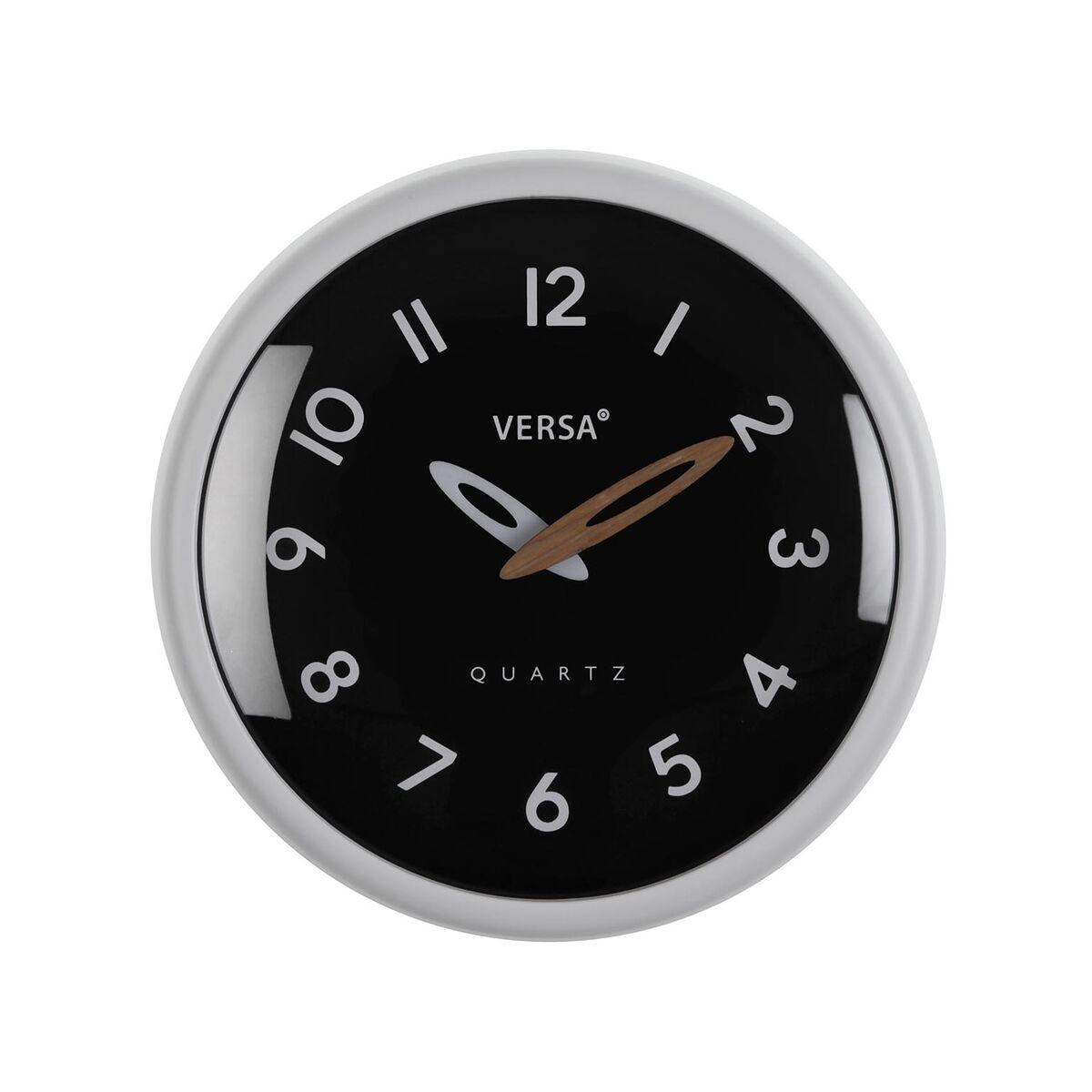 Reloj de Pared Versa Blanco Negro Plástico