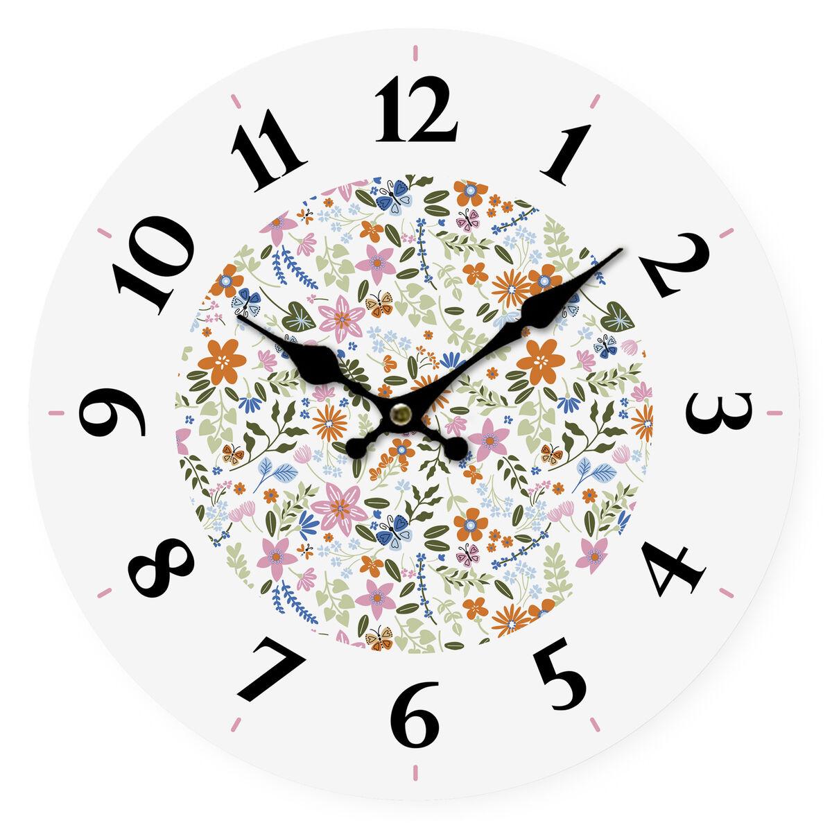 Reloj de Pared Versa Madera Flores 4 x 30 x 30 cm