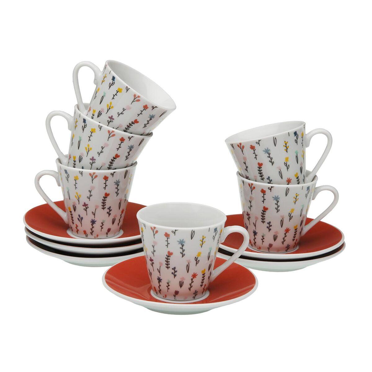 Juego de 6 Tazas con Plato Versa Blume Porcelana
