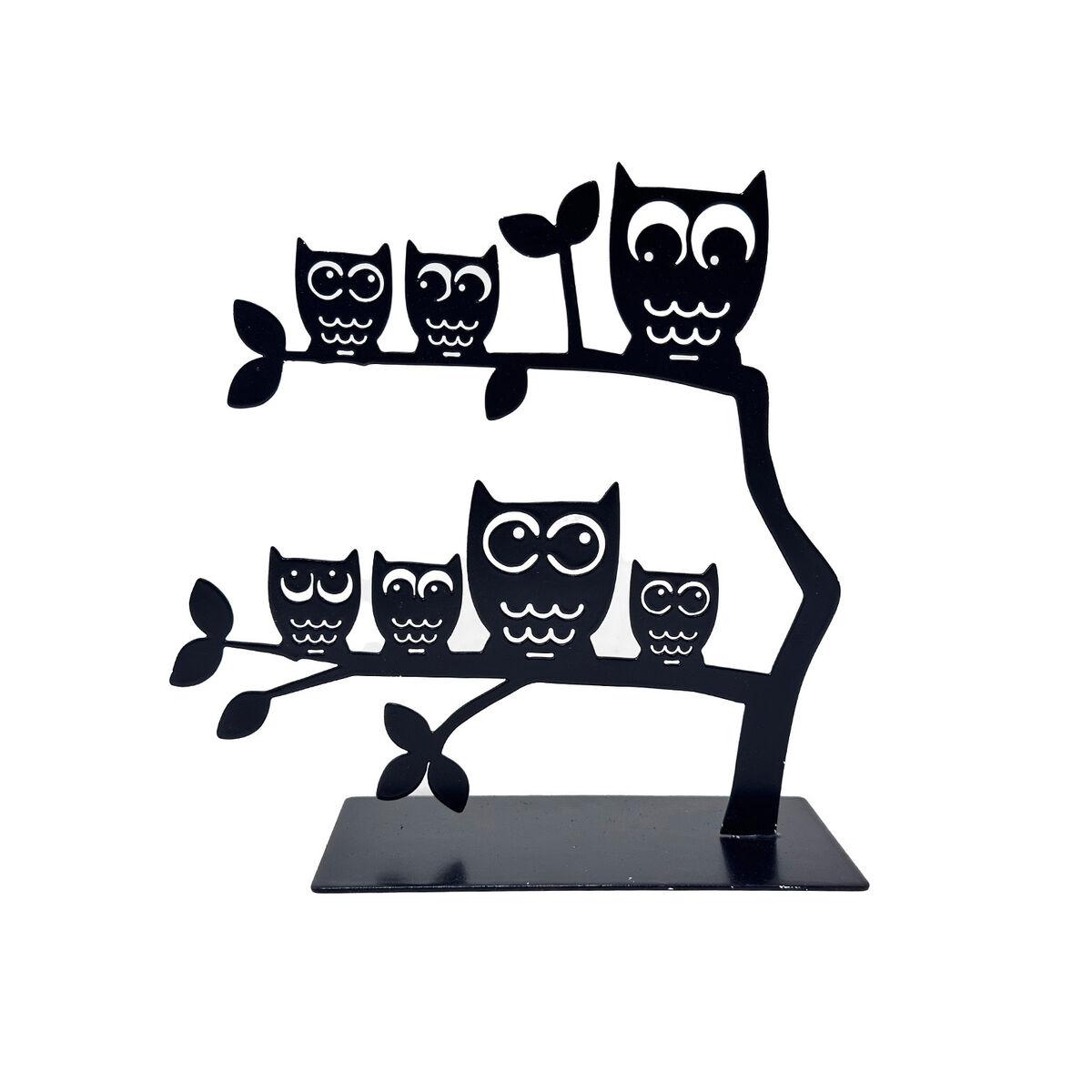 Joyero de Pie Versa Negro Metal Hierro 7 X 18 X 18 CM Familia Búhos