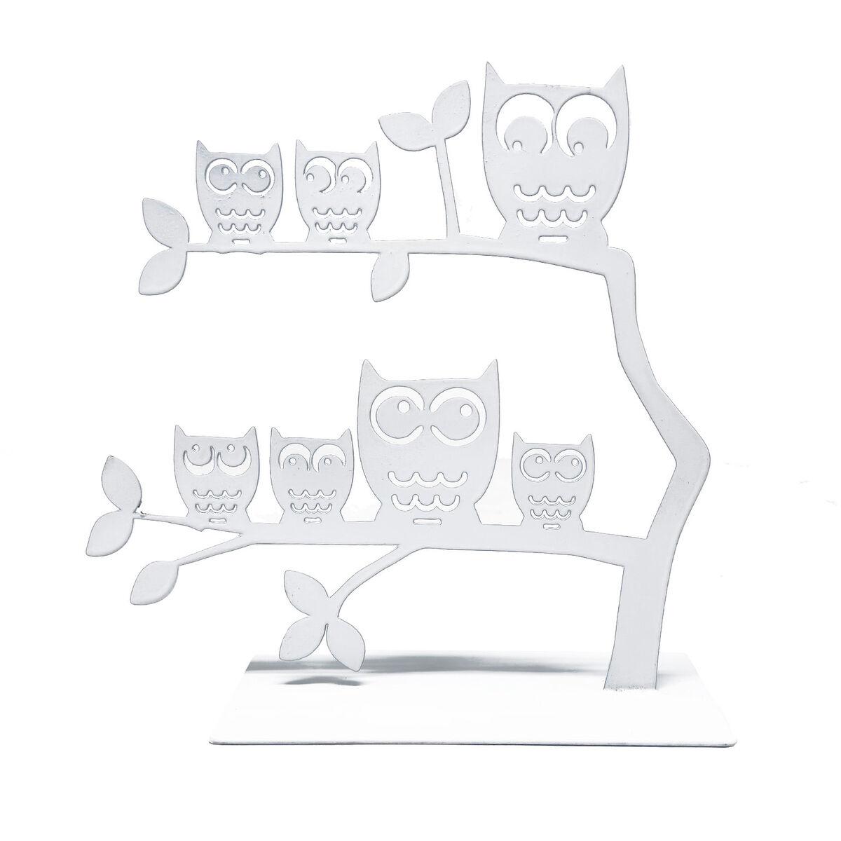 Joyero de Pie Versa Blanco Metal Hierro 7 X 18 X 18 CM Familia Búhos