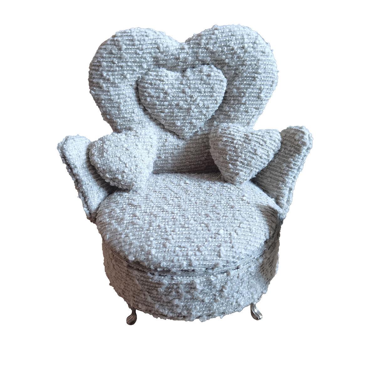 Caja-Joyero Versa Gris Poliéster Metal Espejo Madera MDF 12 x 19 x 18 cm Sillón