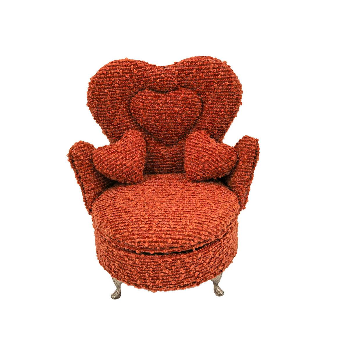 Caja-Joyero Versa Rojo Poliéster Metal Espejo Madera MDF 12 x 19 x 18 cm Sillón