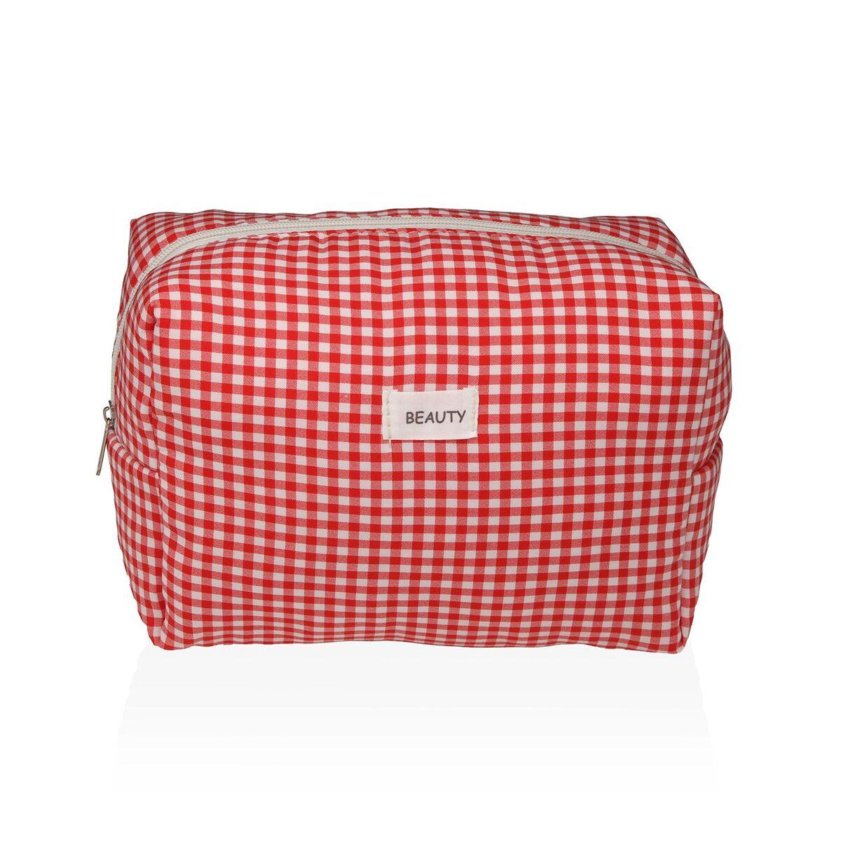 Neceser de Viaje Versa Vichy Rojo Poliéster 12 x 16 x 24 cm