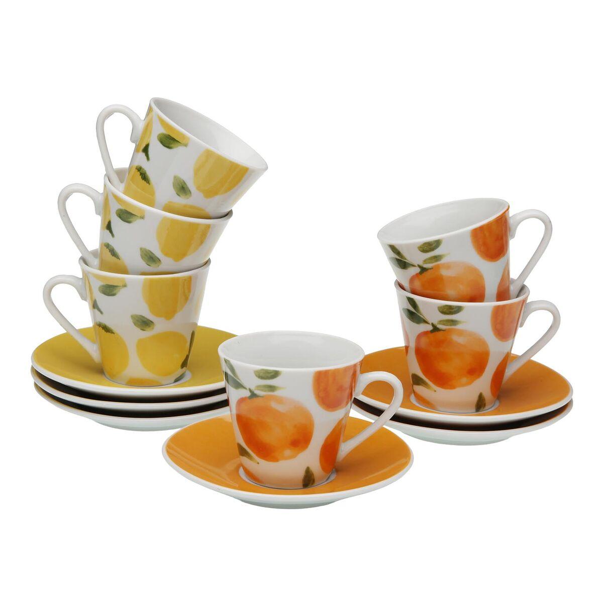 Juego de 6 Tazas con Plato Versa Naranja Porcelana Limón