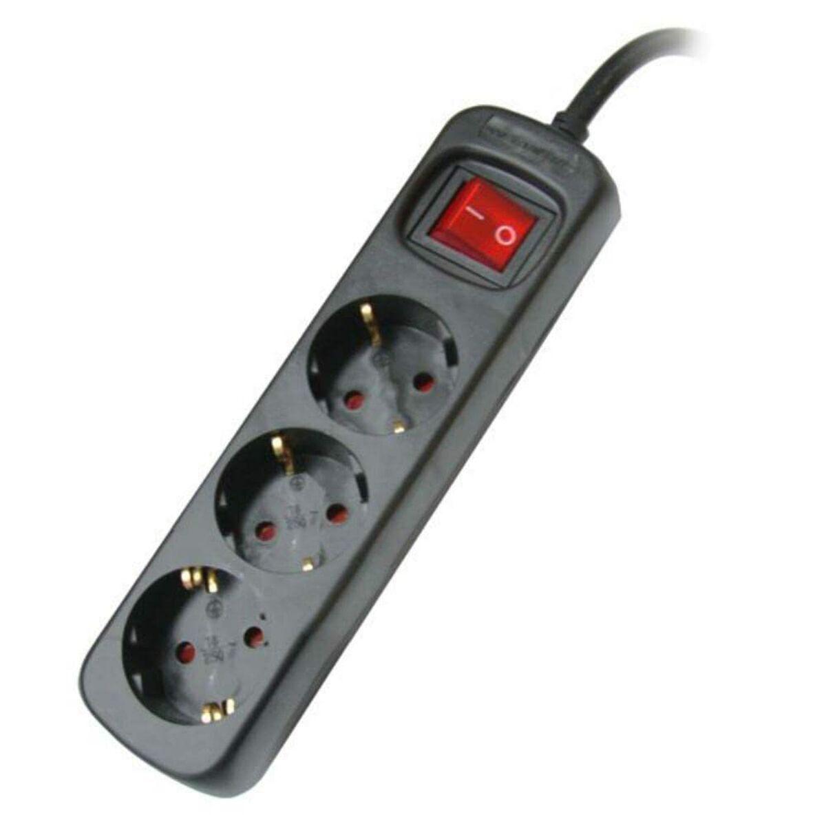 Regleta 3 Enchufes Schuko con Interruptor Silver Electronics 9643 Negro