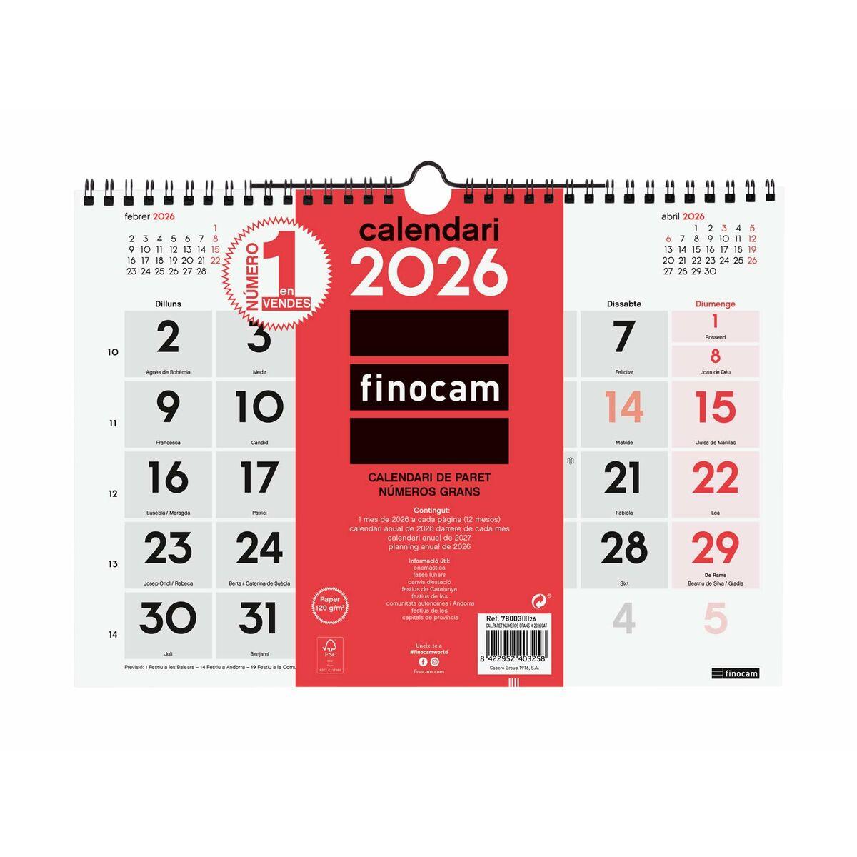 Calendario de pared Finocam A4 Papel 30 x 21 cm