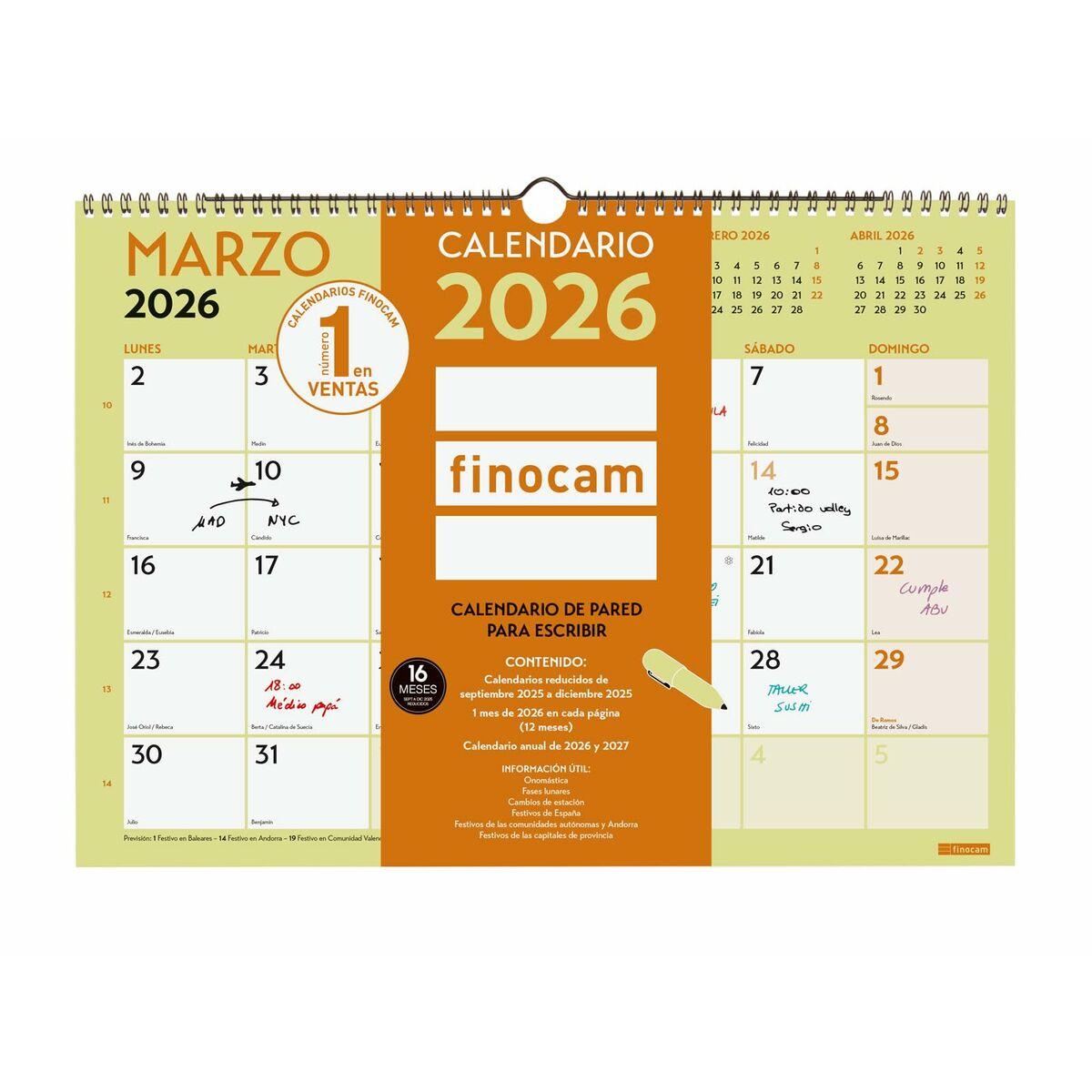 Calendario de pared Finocam Multicolor A3 Papel