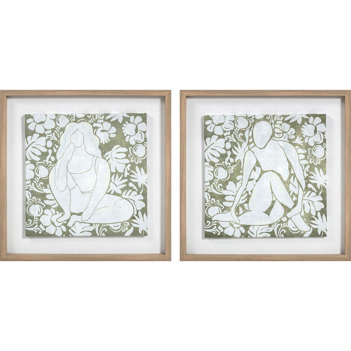 Lienzo DKD Home Decor Madera Floral (2 Unidades) (Reacondicionado D)