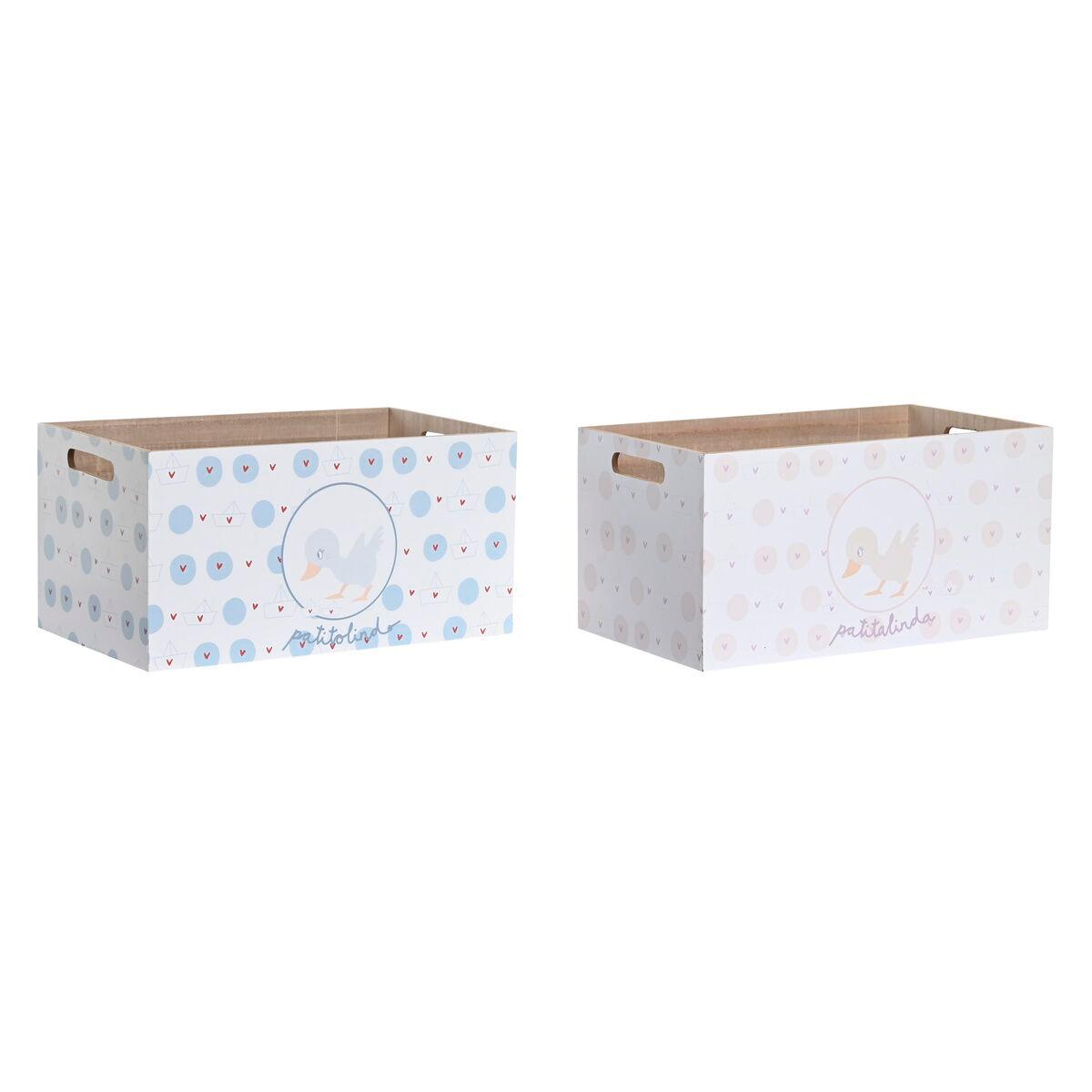 Caja de Almacenaje DKD Home Decor Azul Rosa Madera MDF 36 x 21 x 18 cm (2 Unidades)