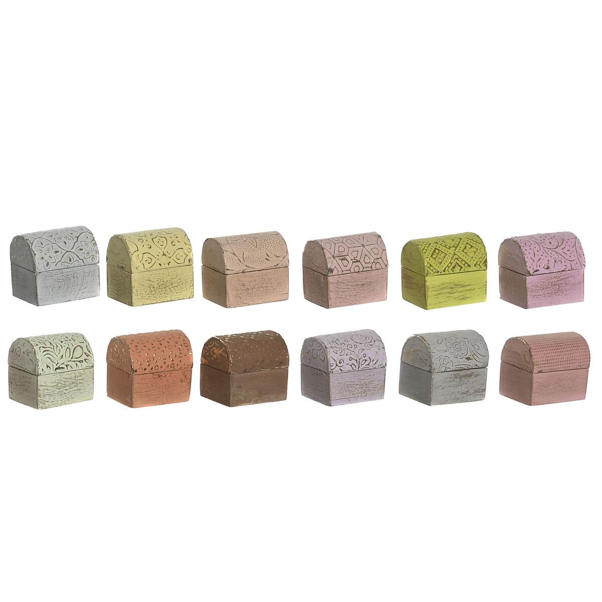 Caja-Joyero DKD Home Decor Multicolor Metal Madera de mango 4 x 5 x 5 cm (12 Unidades)