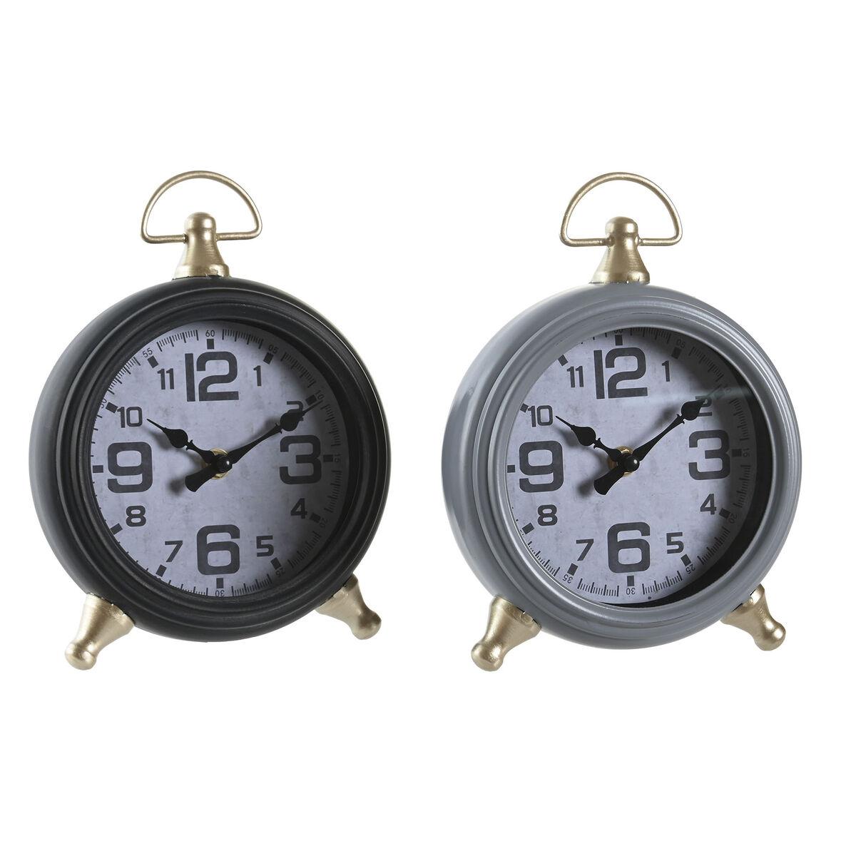 Reloj de Mesa DKD Home Decor Negro Gris Dorado Tradicional (2 Unidades)