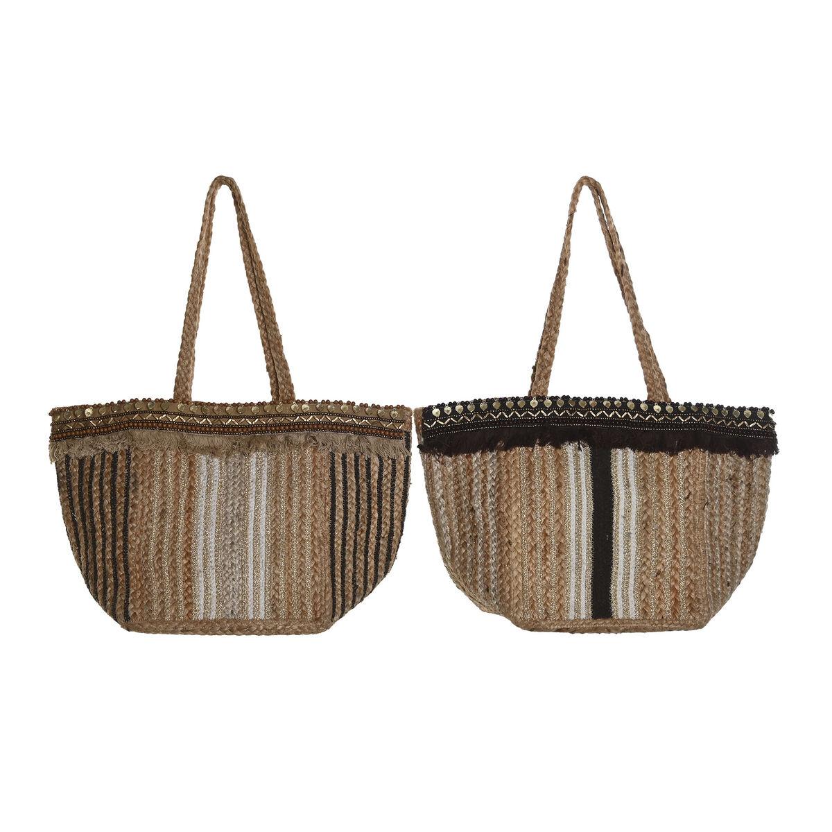 Bolso Mujer DKD Home Decor Marrón Crema 50 x 23 x 33 cm (2 Unidades)