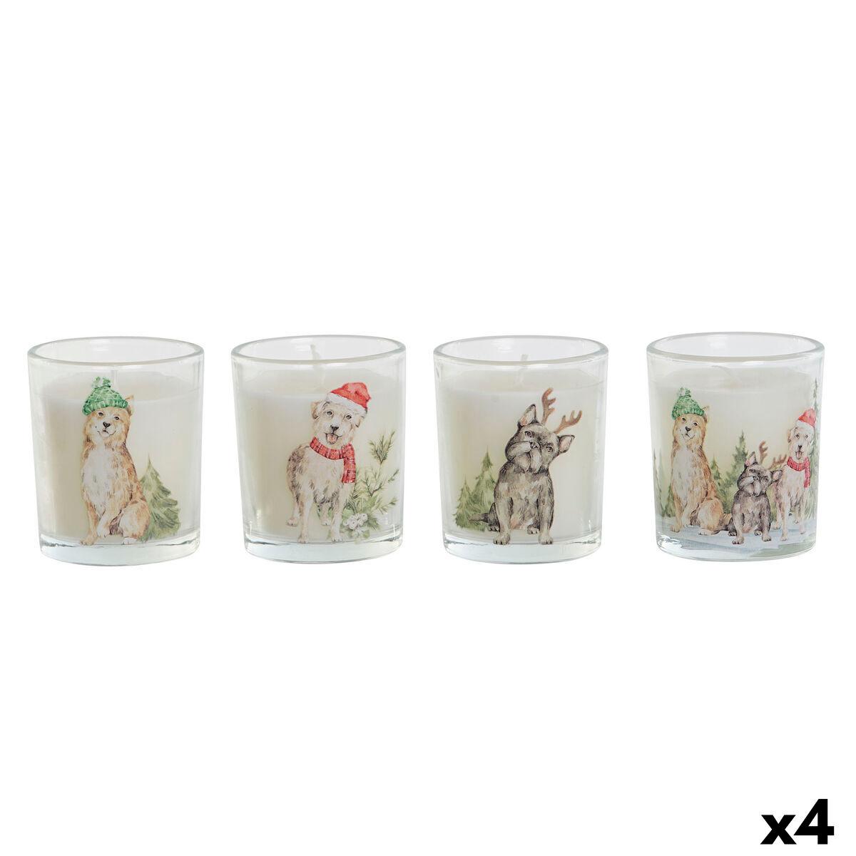 Vela DKD Home Decor Blanco 5 x 5 x 6 cm (4 Unidades)