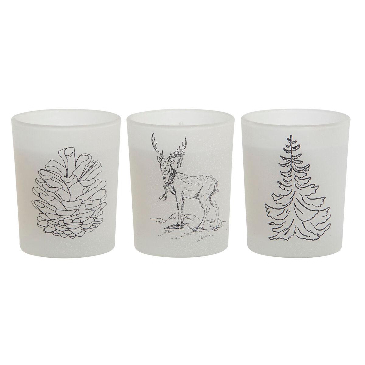 Vela DKD Home Decor Blanco Navidad 5 x 5 x 6 cm (3 Unidades)