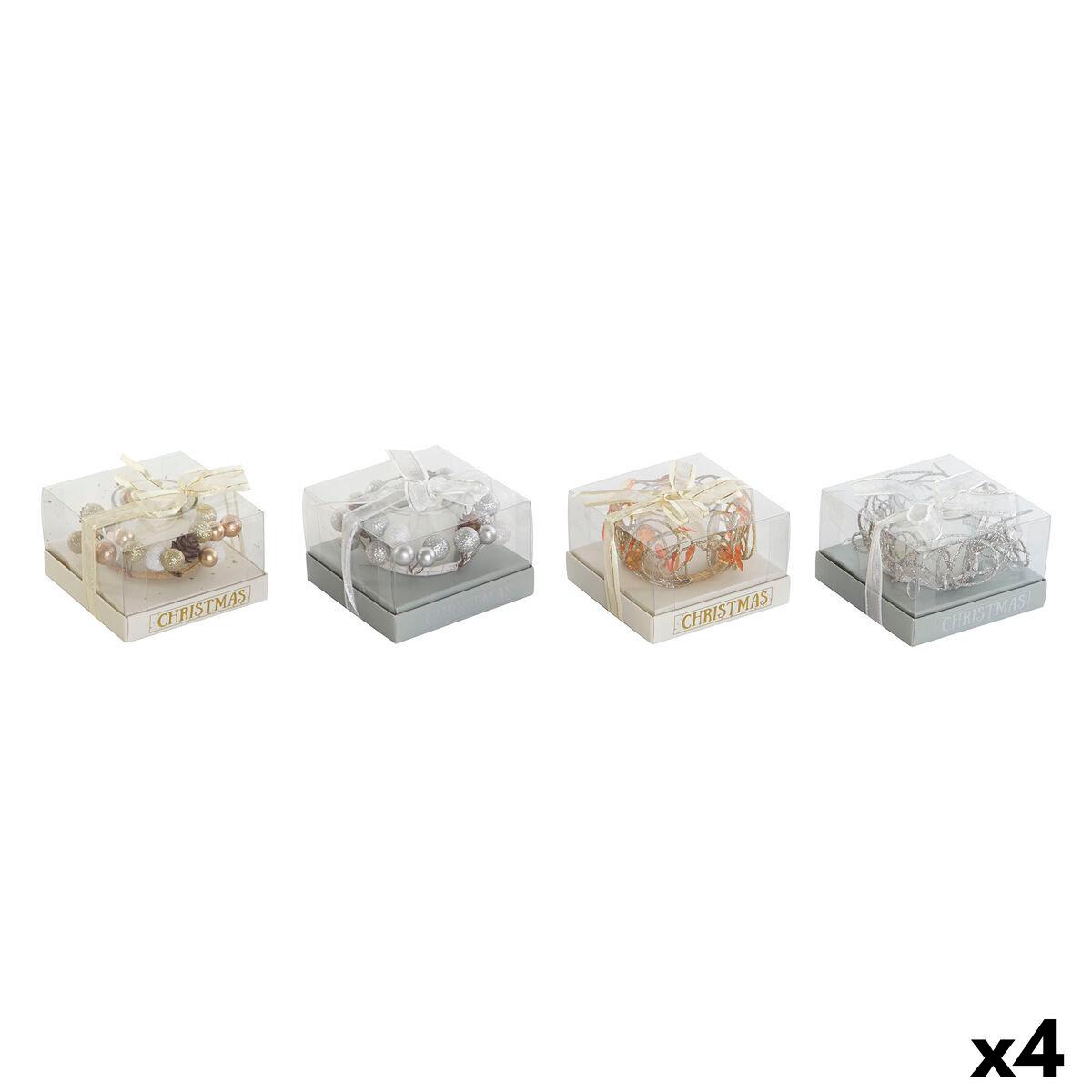Vela DKD Home Decor Dorado Plateado Navidad 10.5 x 10.5 x 7 cm 10,5 x 10,5 x 7 cm (4 Unidades)