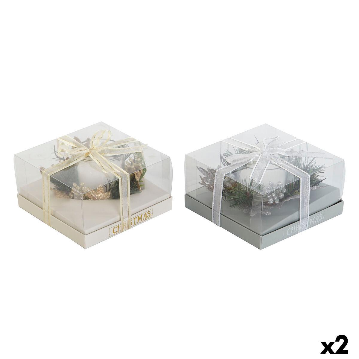 Vela DKD Home Decor Dorado Plateado Navidad 15 x 15 x 5 cm (2 Unidades)