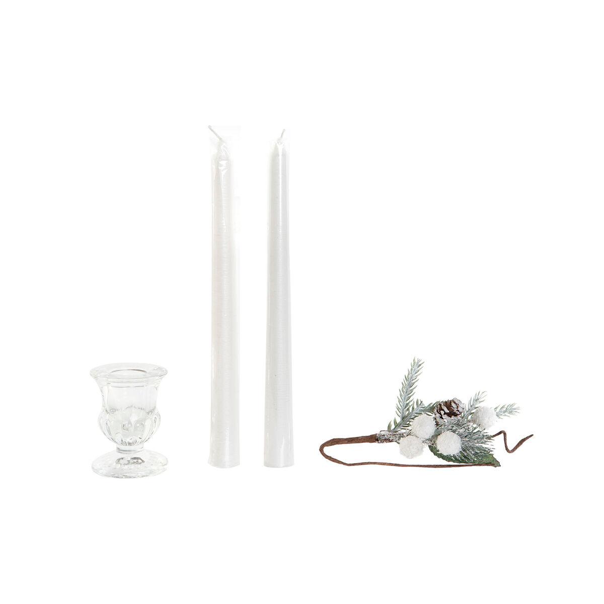Set de Velas DKD Home Decor Blanco Navidad 21 x 10 x 5 cm 2 x 2 x 20 cm (4 Piezas)