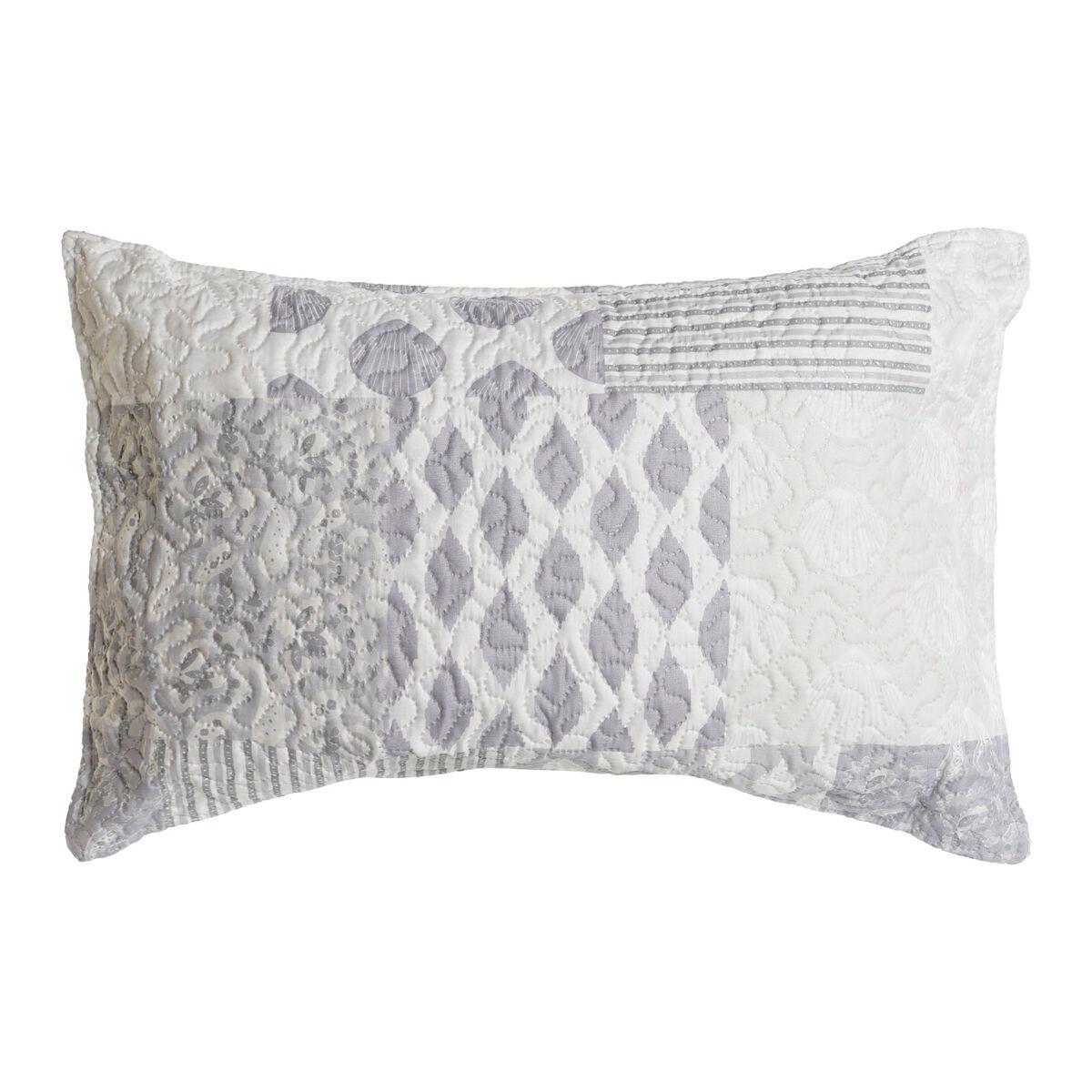 Cojín DKD Home Decor Beige Gris Poliéster Patchwork 60 x 10 x 40 cm