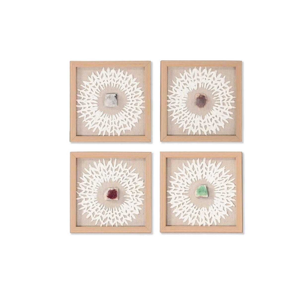Juego de 4 cuadros Home ESPRIT Papel Cristal 22 x 2 x 22 cm
