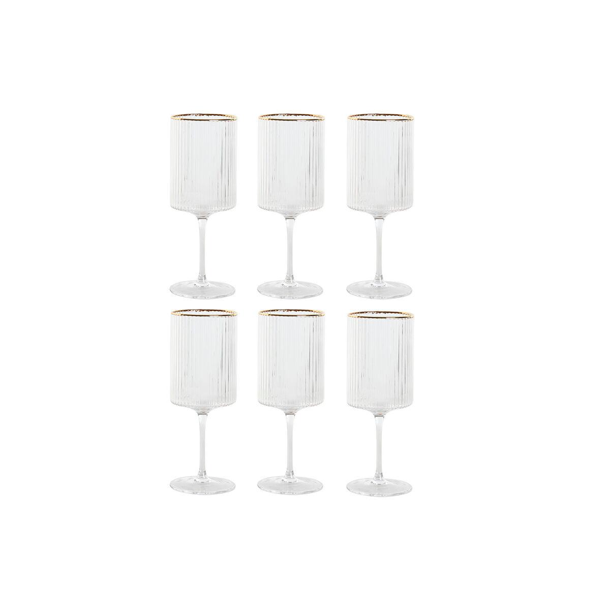 Set de Vasos Home ESPRIT Transparente Dorado Cristal 400 ml (6 Unidades)