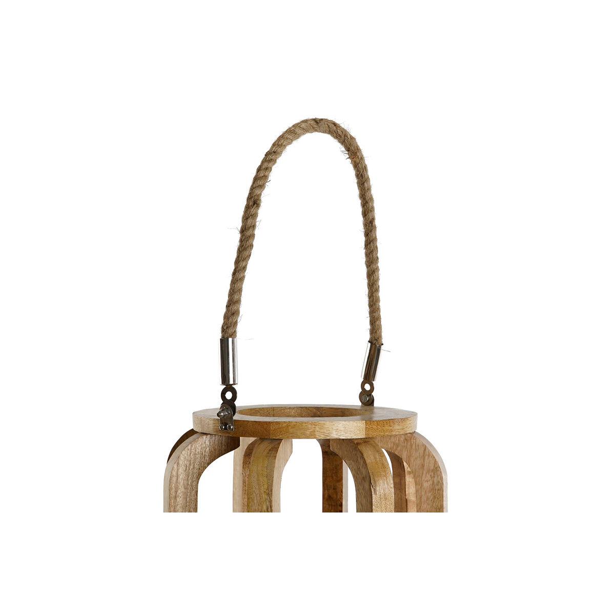 Portavelas Home ESPRIT Natural Cristal Madera de mango