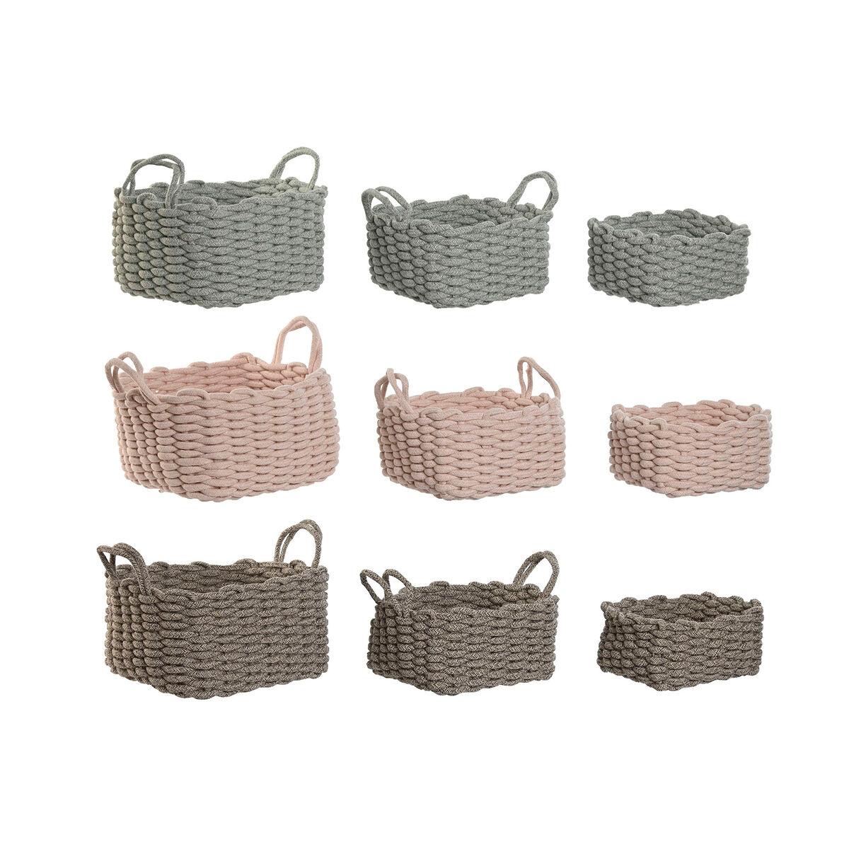Juego de Cestas Home ESPRIT Cuerda 28 x 28 x 18 cm