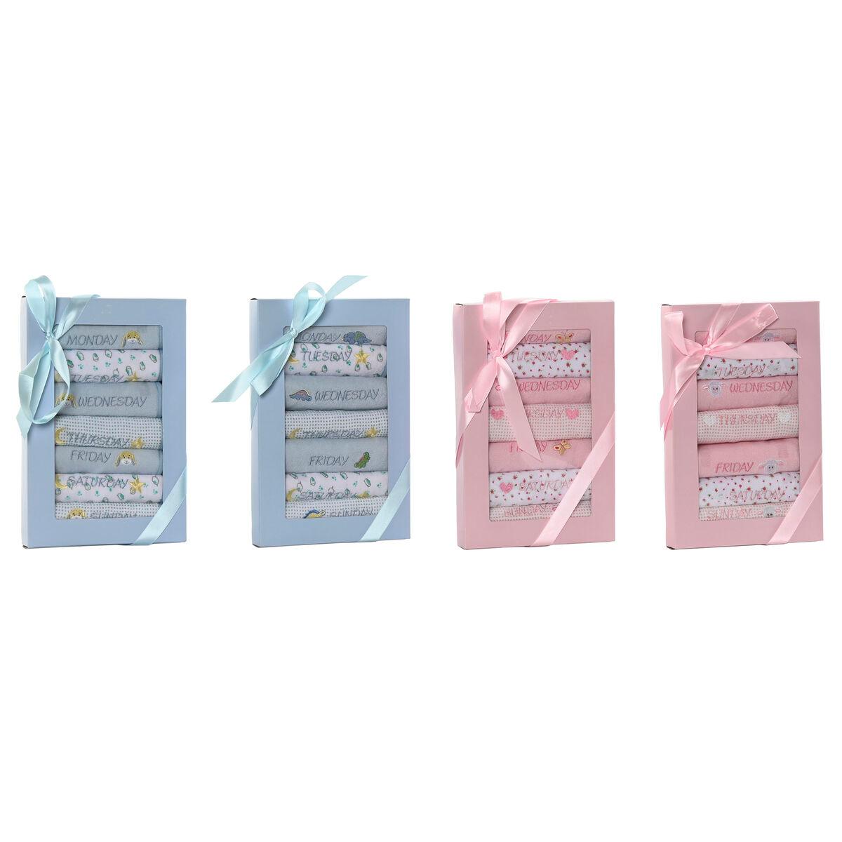 Set de Baberos Home ESPRIT Azul Rosa Algodón 19 x 29 x 3 cm (4 Unidades)