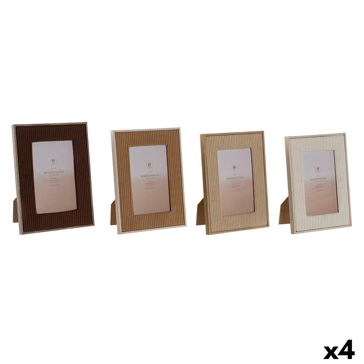 Marco de Fotos Home ESPRIT Marrón Beige Terciopelo Cristal Moderno (4 Unidades)