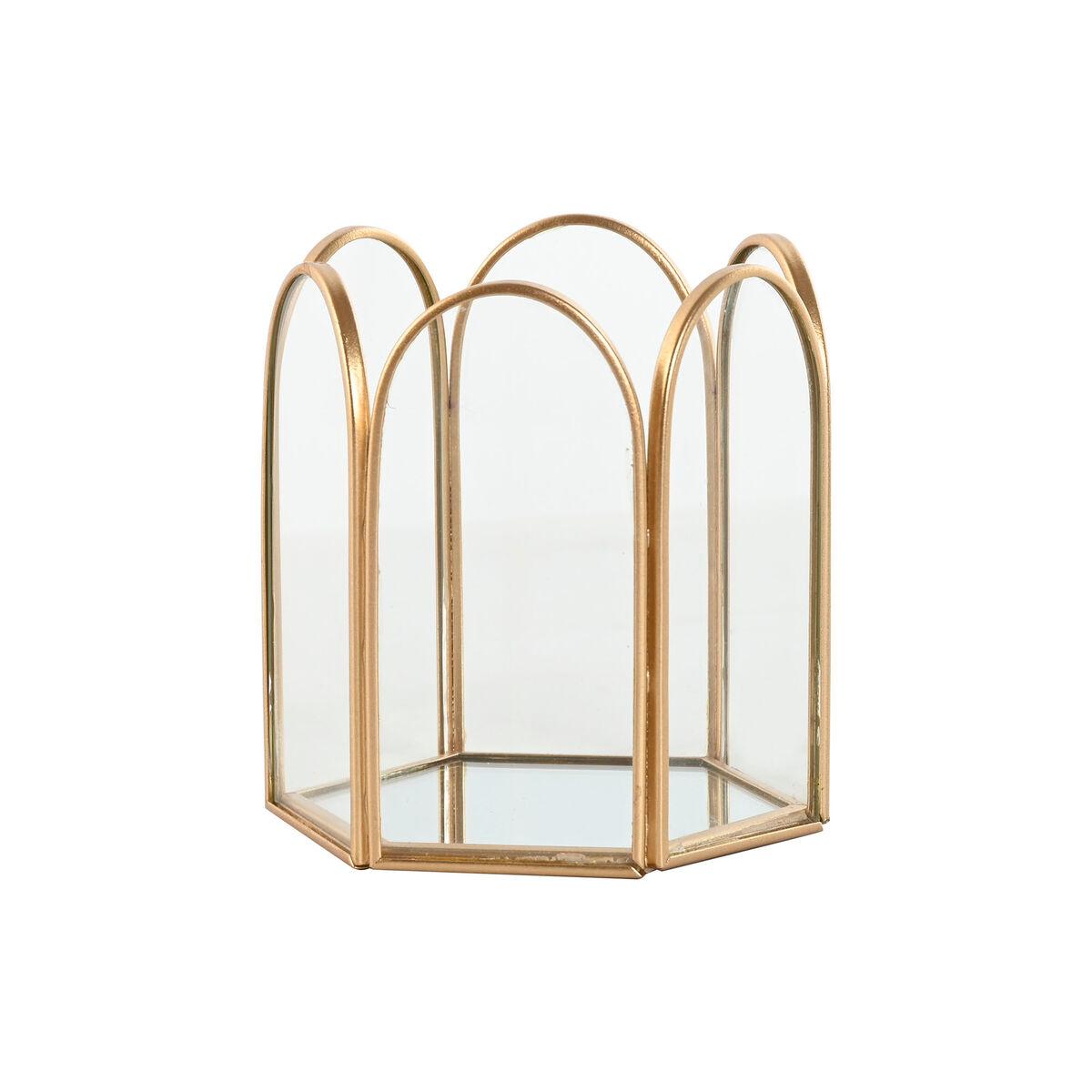 Caja-Joyero Home ESPRIT Dorado Metal Cristal 9,2 X 8,2 X 9,5 cm
