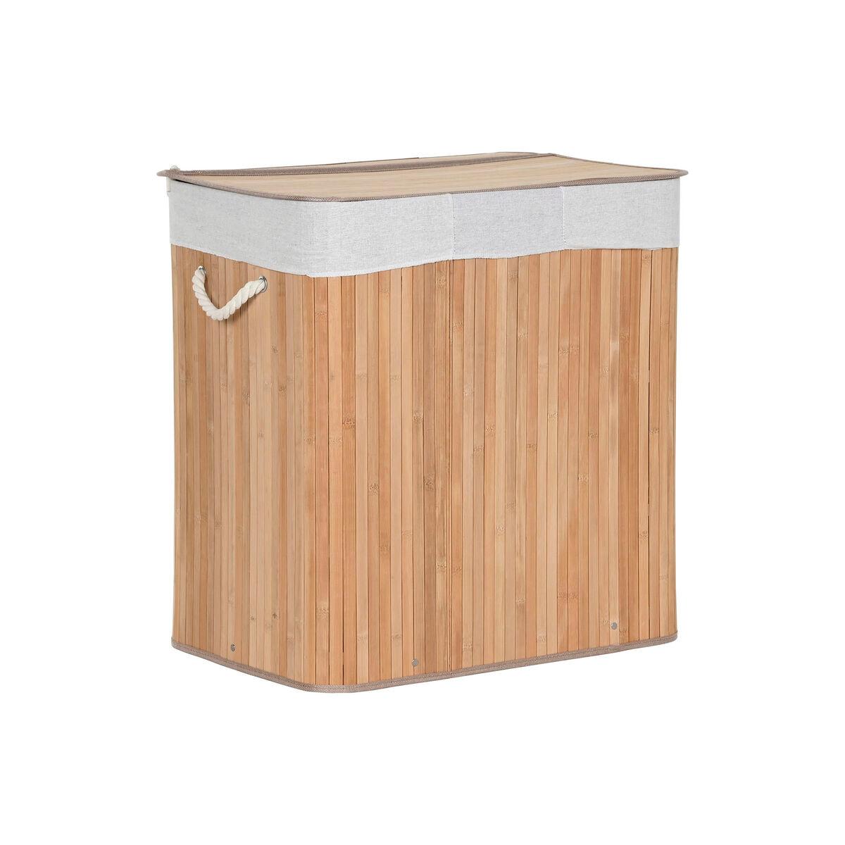 Cesto para la Ropa Sucia Home ESPRIT Blanco Natural Bambú 140 L 60 x 40 x 60 cm
