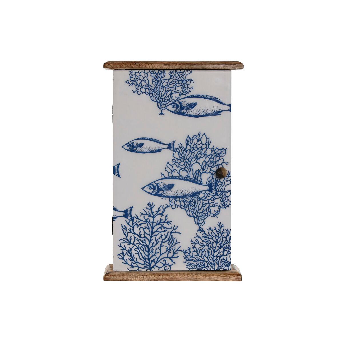 Armario de llaves Home ESPRIT Azul Blanco Natural 18 x 7,5 x 28 cm