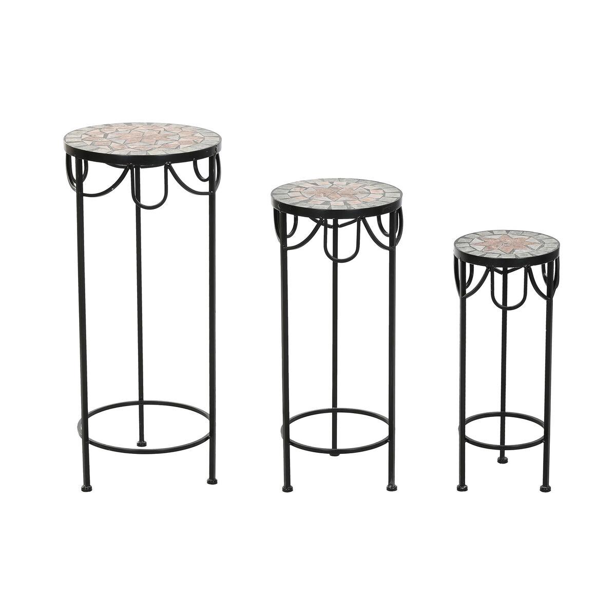 Juego de 3 mesas Home ESPRIT Negro 30 x 30 x 69 cm (3 Piezas)