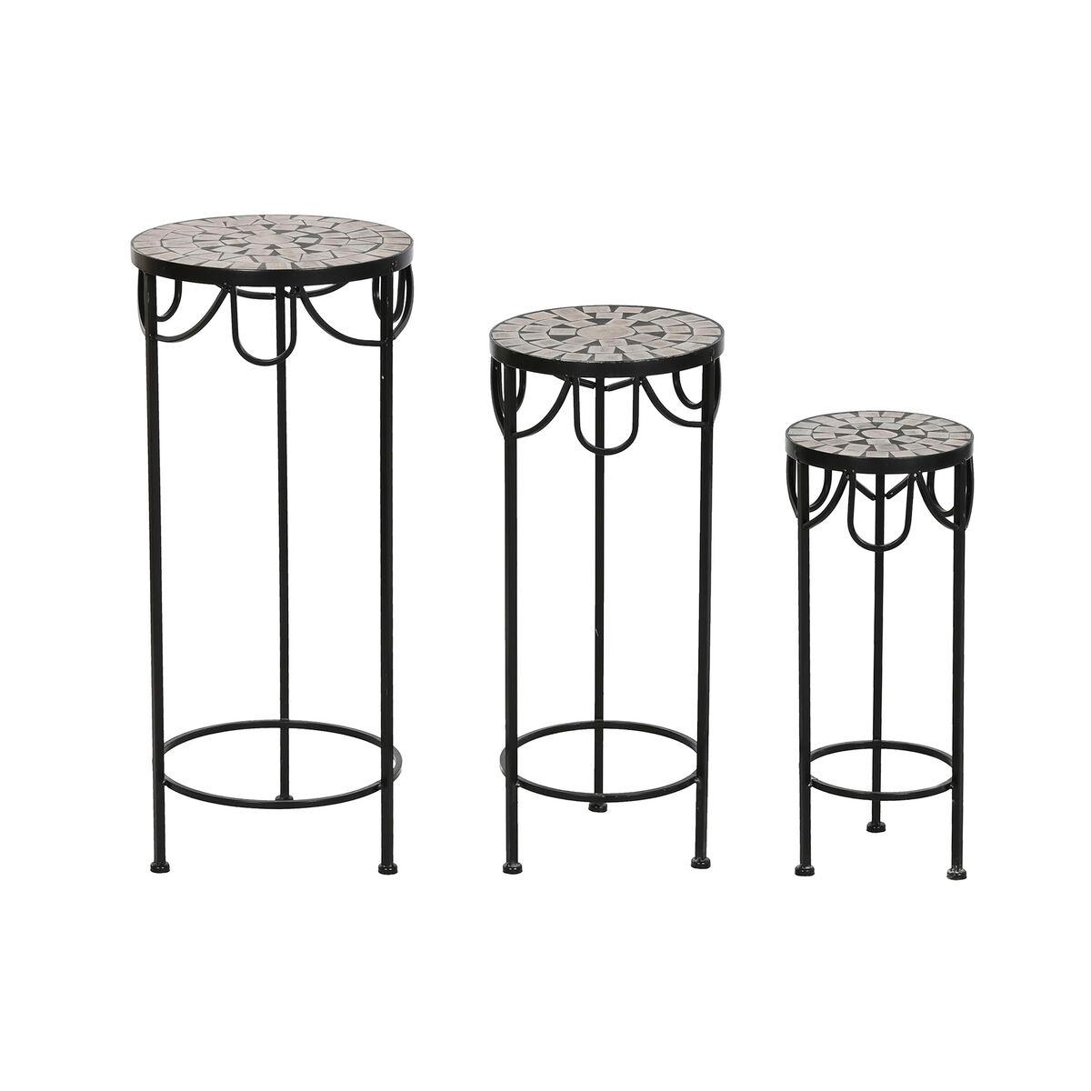 Juego de 3 mesas Home ESPRIT Negro 30 x 30 x 69 cm (3 Piezas)