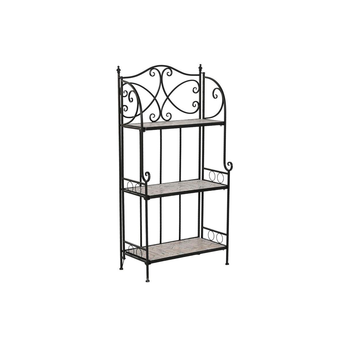 Estantería Home ESPRIT Negro Multicolor Cerámica Forja 3 Estantes 54 x 29 x 121 cm 58 x 31,5 x 117 cm